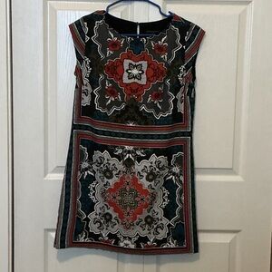 Banana Republic Floral Print mini Dress in Black, Red & Teal